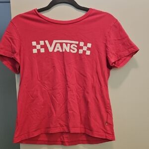 Vans Red T-Shirt with Checkered Logo
